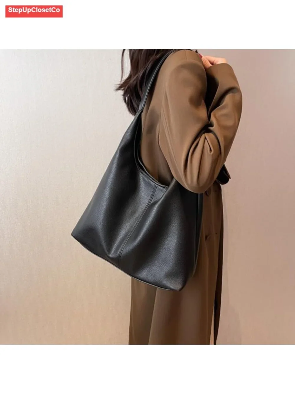 Slouchy Hobo Tote Bag PU Leather Shoulder Purse 2 Pack Women